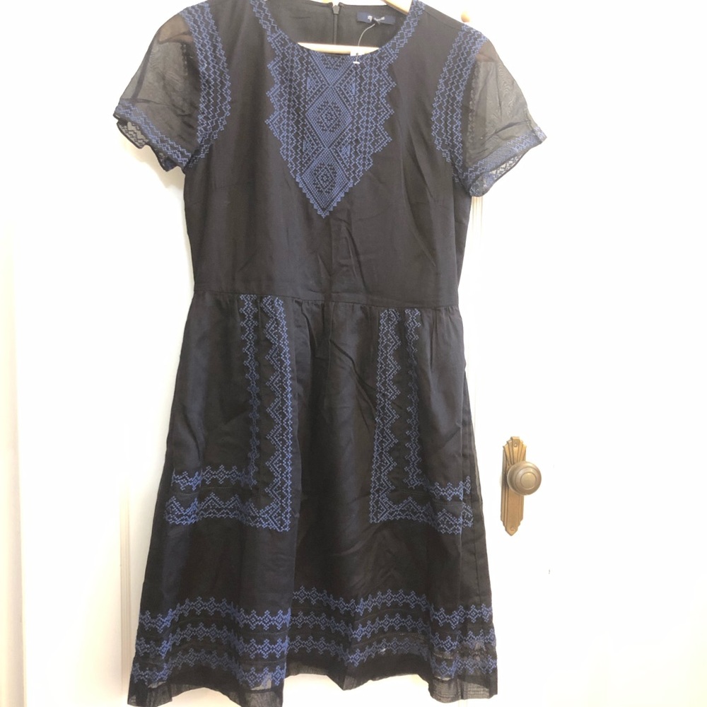 Madewell “Fortune” Dress in Black/Blue